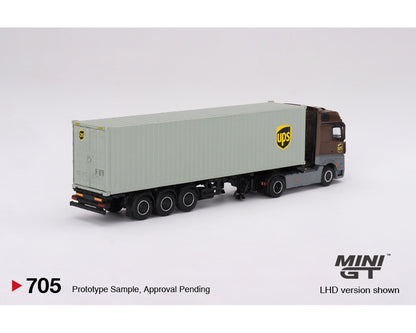 (Preorder) Mini GT 1:64 Mercedes-Benz Actros with 40 Ft Dry Container – UPS Europe