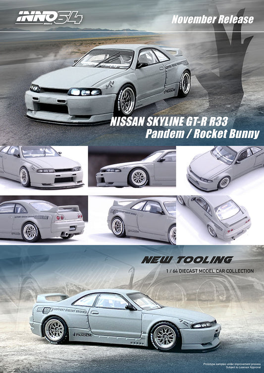 Inno64 Nissan Skyline GT-R R33 Pandem/ Rocket Bunny (Gray)