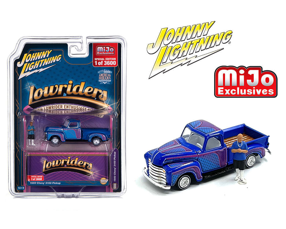 Johnny Lightning 1:64 Lowriders 1950 Chevrolet Pickup with American Diorama Figure Limited 3,600 Pieces – Mijo Exclusives