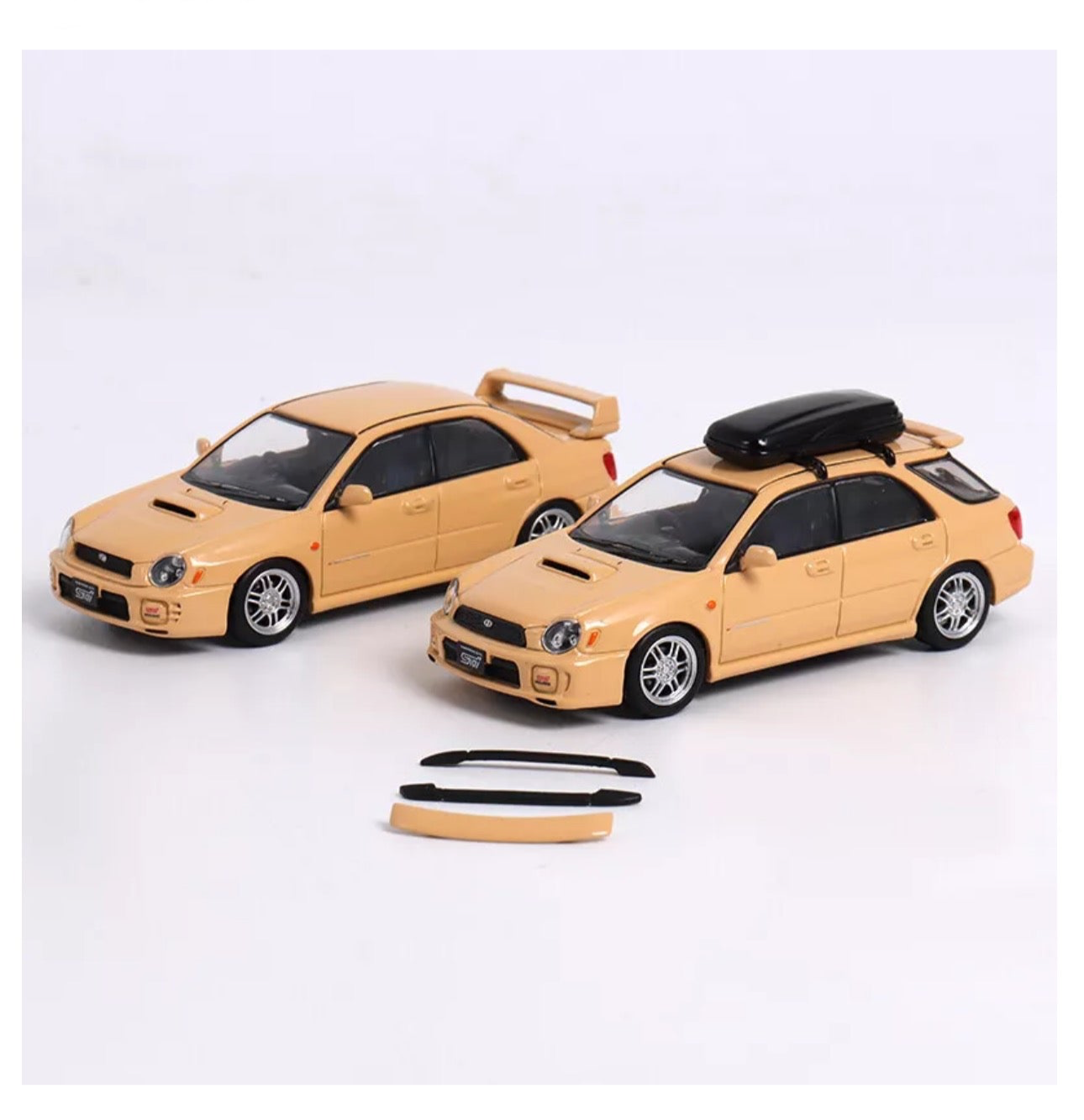 SUBARU IMPREZA WRX STI 2024 HEC SEDAN DESERT YELLOW STATION WAGON WITH ROOF BOX 1/64 SCALE DIECAST CAR MODEL BY FURYRA FURSUBWAG