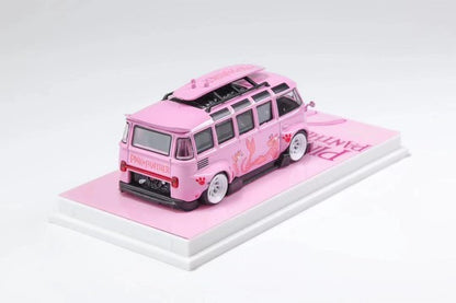 Flame Model 1:64 Scale Pink Panther VW T1 Van Kombi Wide Body Modified Version