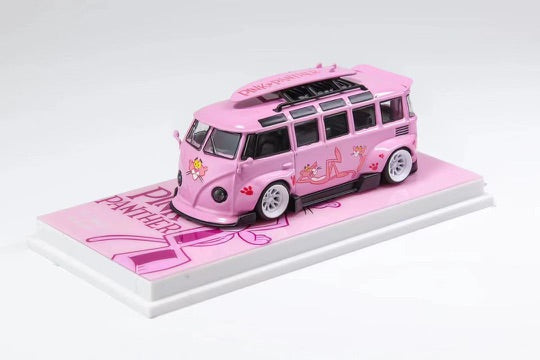 Flame Model 1:64 Scale Pink Panther VW T1 Van Kombi Wide Body Modified Version