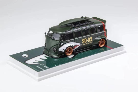 Flame Model 1:64 Scale Shark Mouth VW T1 Van Kombi Wide Body Modified Version