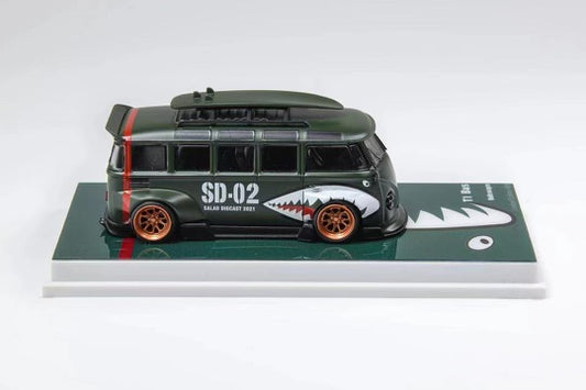 Flame Model 1:64 Scale Shark Mouth VW T1 Van Kombi Wide Body Modified Version