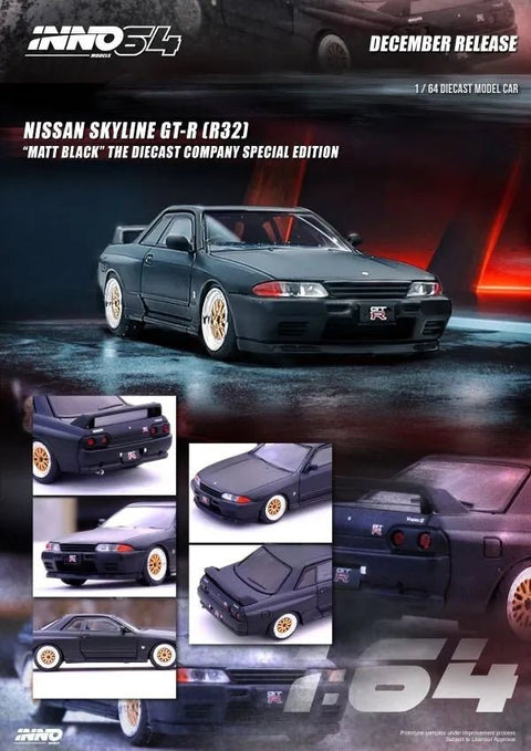 INNO64 1:64 Skyline GT-R R32 Matt Black