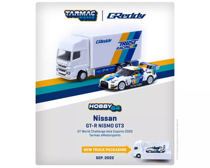 Tarmac Works 1:64 Nissan GT-R NISMO GT3 GT Greddy with Plastic Truck