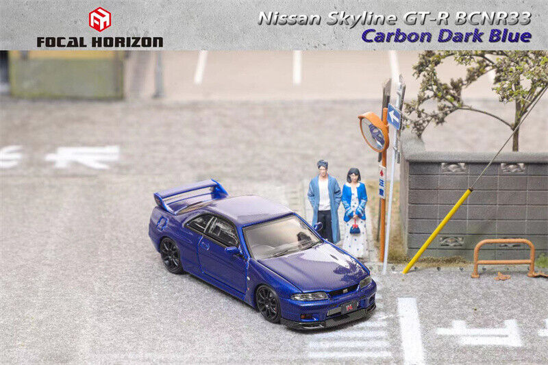 Focal Horizon FH 1:64 NISSAN Skyline GT-R BCNR33 Carbon Dark Blue Diecast Model Car