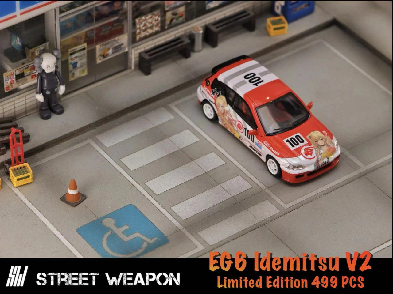 STREET WEAPON HONDA CIVIC EG6 IDEMITSU V2 LIVERY 1/64 SCALE DIECAST CAR