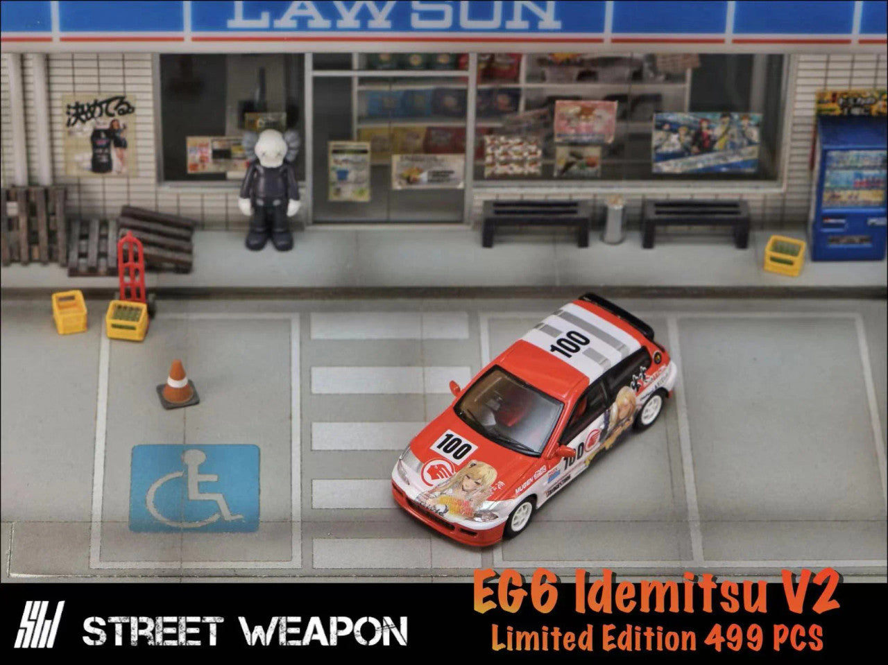 STREET WEAPON HONDA CIVIC EG6 IDEMITSU V2 LIVERY 1/64 SCALE DIECAST CAR