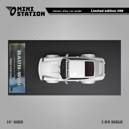 PORSCHE RWB 964 DUCKTAIL SAMURAI WHITE 1/64 SCALE DIECAST CAR MODEL BY MINI STATION