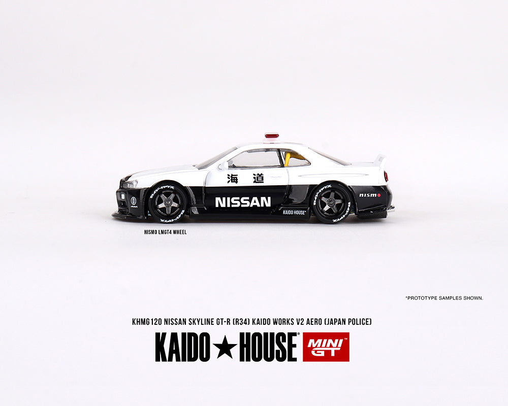 (Preorder) Kaido House x Mini GT 1:64 Nissan Skyline GT-R R34 Kaido Works (V2 Aero) Police