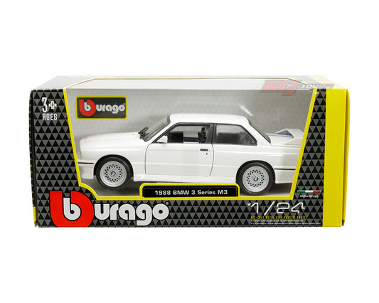 Bburago 1:24 1988 BMW M3 (E30) (White with M Stripe)