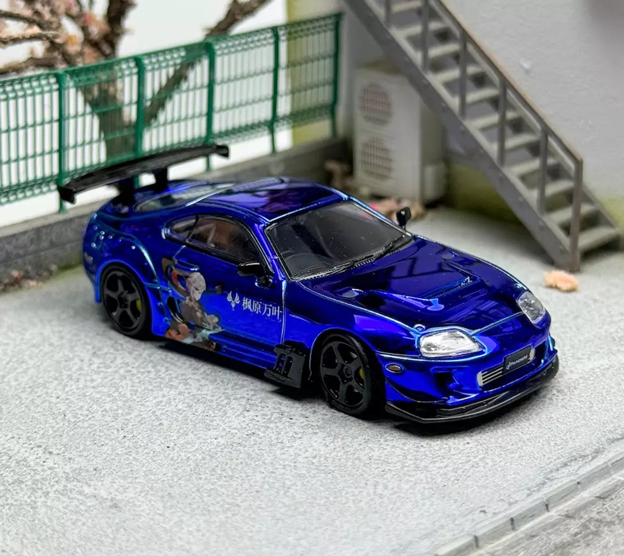 SUPRA A80Z PANDEM BLUE CHROME ANIME LIVERY 1/64 SCALE DIECAST CAR MODEL BY LMLF MODELS