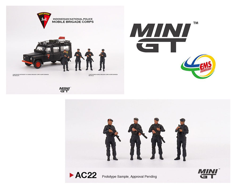 Mini GT 1:64 Indonesia EMS Exclusive Figurine Mobile Brigade Corps (KORPS BRIMOB) Indonesia Police Figures Set