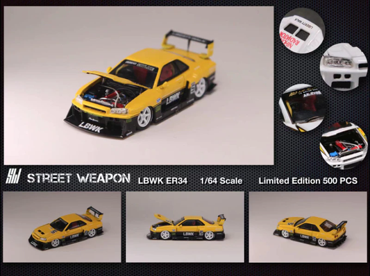 Street Weapon SW 1:64 Nissan Skyline ER34 LBWK Super Silhouette #05 Open Hood Version