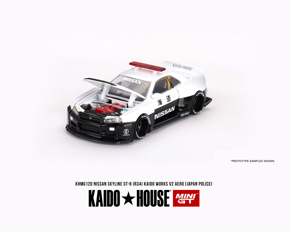 (Preorder) Kaido House x Mini GT 1:64 Nissan Skyline GT-R R34 Kaido Works (V2 Aero) Police