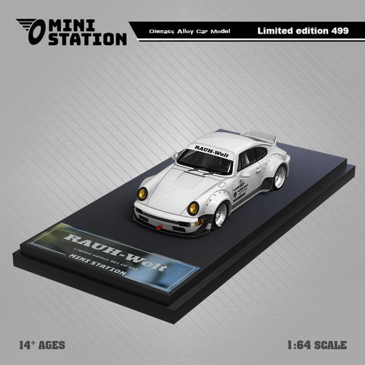 PORSCHE RWB 964 DUCKTAIL SAMURAI WHITE 1/64 SCALE DIECAST CAR MODEL BY MINI STATION