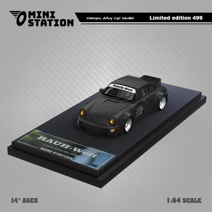 PORSCHE RWB 964 DUCKTAIL SAMURAI BLACK 1/64 SCALE DIECAST CAR MODEL BY MINI STATION