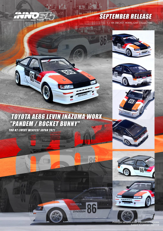 INNO64 1/64 Toyota AE86 Levin Pandem Rocket Bunny "INAZUMA WORX"