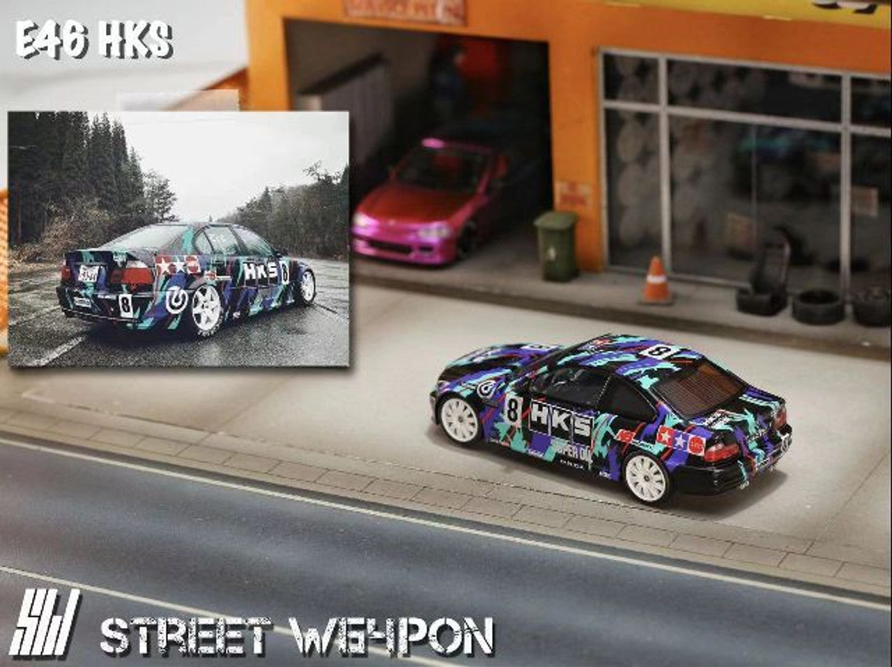 BMW E46 HKS LIVERY 1/64 SCALE DIECAST CAR MODEL BY STREET WEAPON