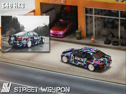 BMW E46 HKS LIVERY 1/64 SCALE DIECAST CAR MODEL BY STREET WEAPON