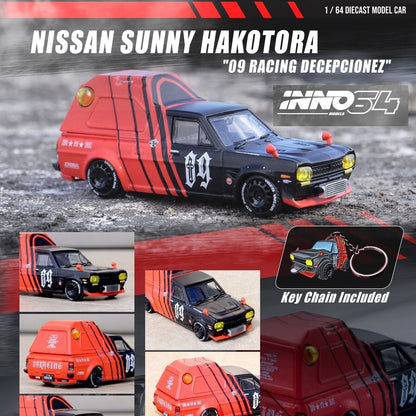 Inno64 Nisssan Sunny Hakotora "09RACING" Decepcionez w/Key Chain